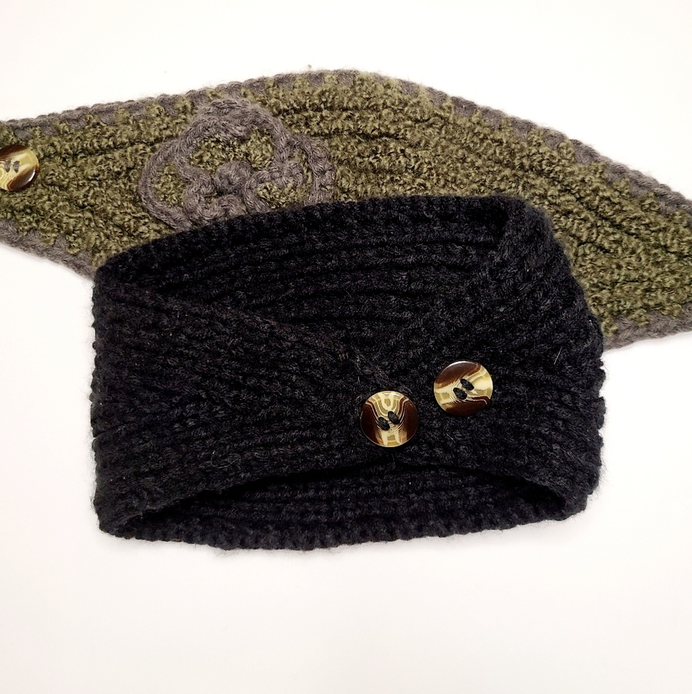 2 knitted headbands winter head wraps